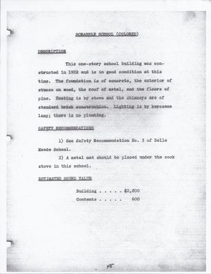 Page of 1941 insurance document concerning Scrabble School
